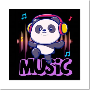 cute panda ,music style Posters and Art